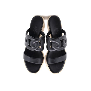 Hermes Women'S Epopee Espadrille Wedge Sandals Leather