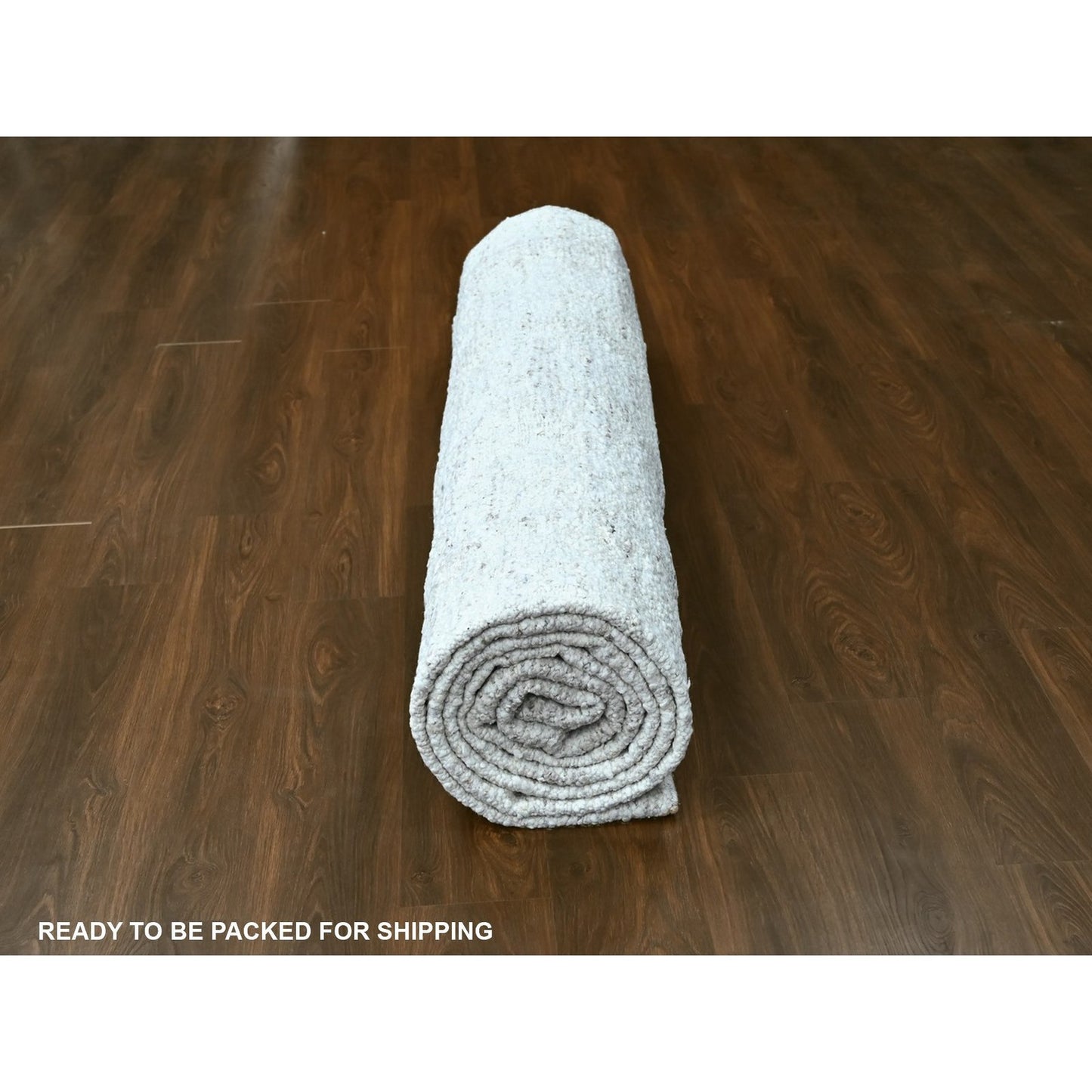 12'X14'10" Ivory Minimalist Swedish Design Hand Knotted Pure Wool Xl Rug