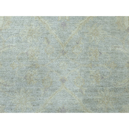 2'7"X9'9" White Wash Peshawar Pure Wool Handmade Oriental Runner Rug