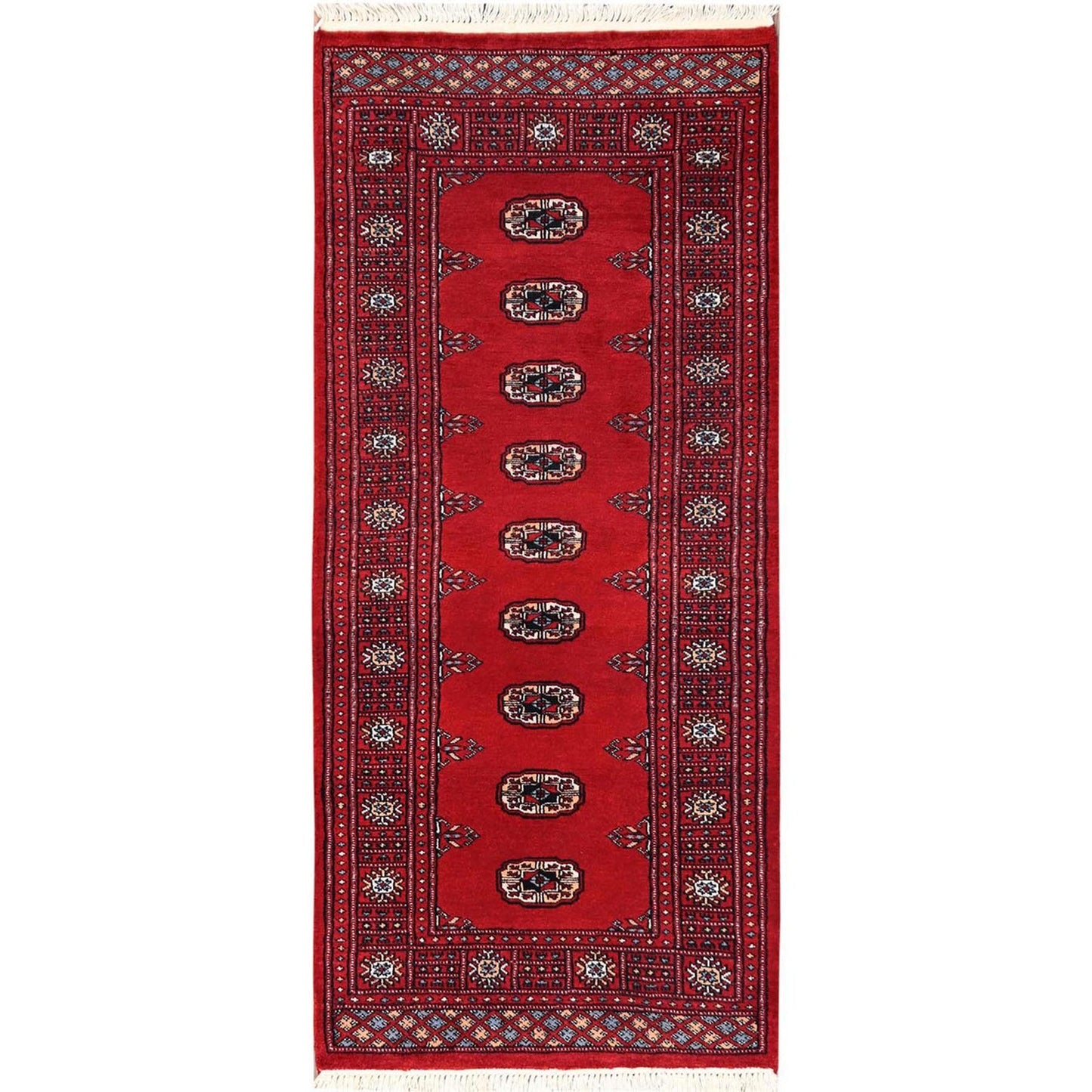 2'7"X6' Red Princess Bokara Tribal Medallions Rug Wool Hand Knotted Runner