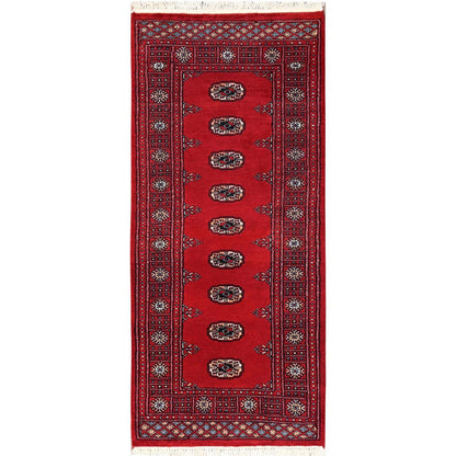 2'7"X6' Red Princess Bokara Tribal Medallions Rug Wool Hand Knotted Runner