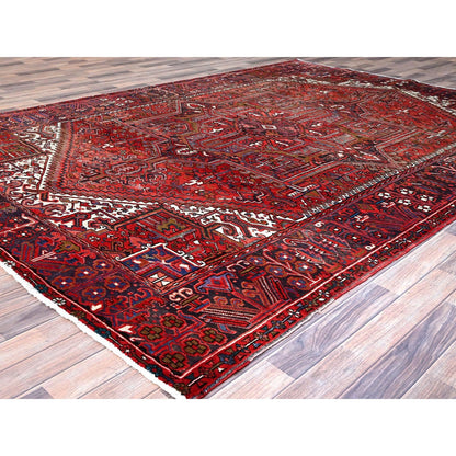 7'10"X11'4" Red Hand Knotted Cleaned Evenly Worn Vintage Oriental Rug