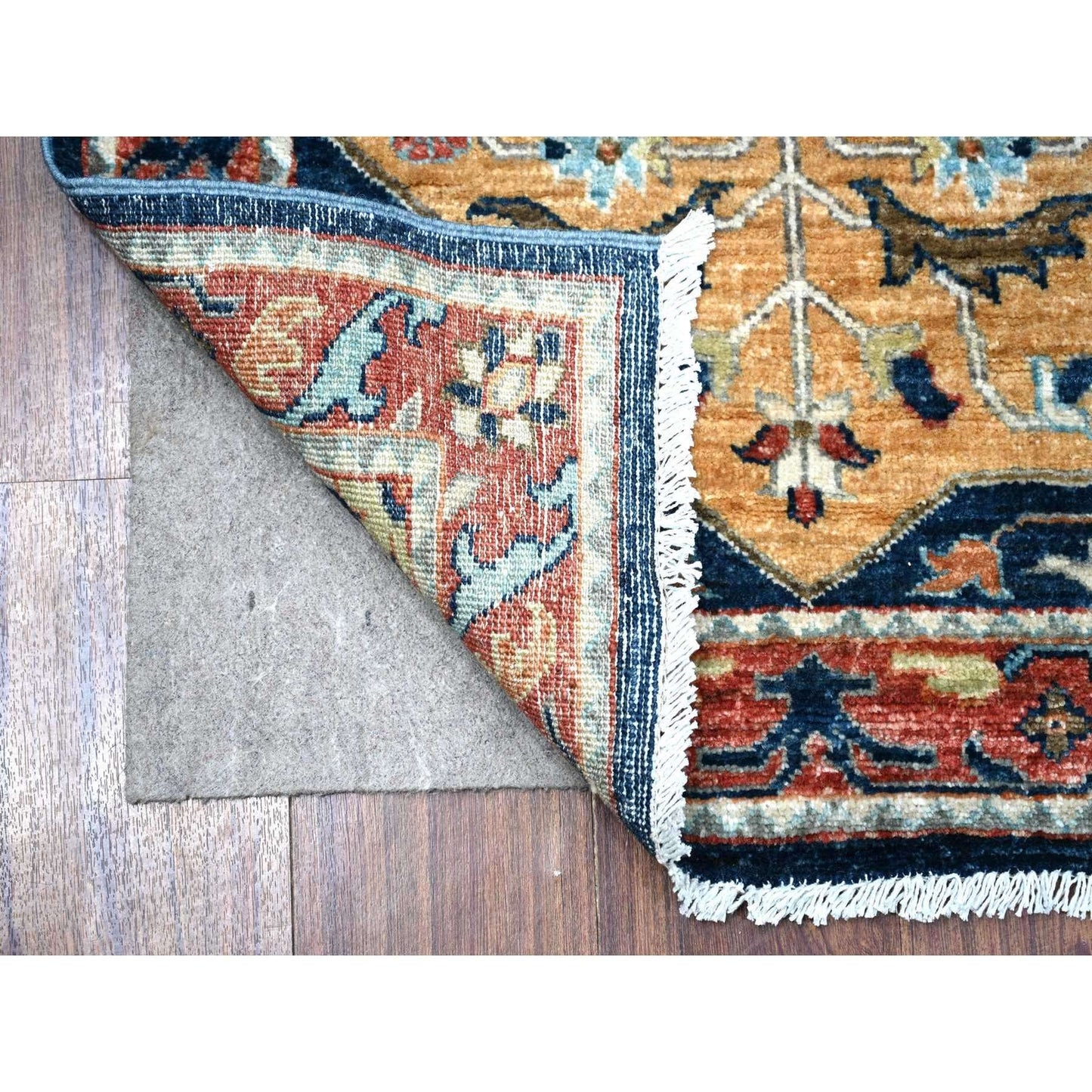 2'6"X6' Night Blue Aryana Caucasian Akstafa Hand Knotted Oriental Rug