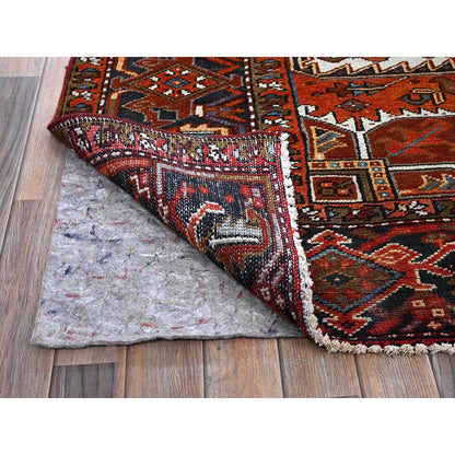 10'X12' Burnt Orange Vintage Zoroastrian Heris Hand Knotted Pure Wool Rug