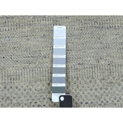 Rug 5'x5' Perfect Gray Undyed Wool Hand Knotted Grass Design Round