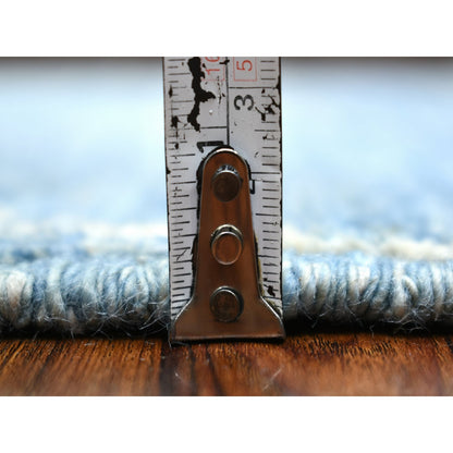 2'6"X11'2" Denim Blue Hand Knotted Moroccan Berber Pure Wool Rug