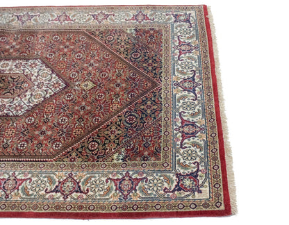 Handmade 4x6 Wool Indo-Bidjar Rug Floral Geometric Oriental Carpet