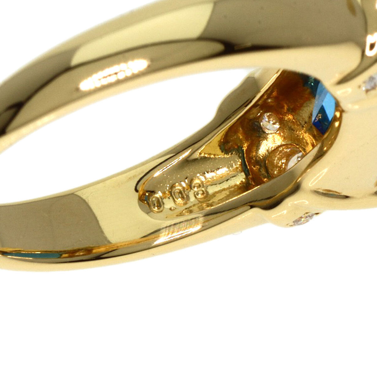 TASAKI   Ring Blue Topaz Diamond K18 Yellow Gold