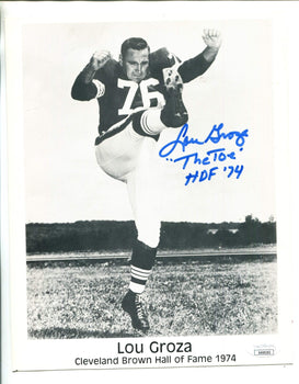 Lou Groza Autographed 8X10 Photo (Jsa)