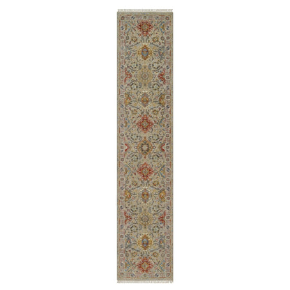 2'6"X11'10" Brown The Sunset Rosettes Hand Knotted Wool & Silk Runner Rug