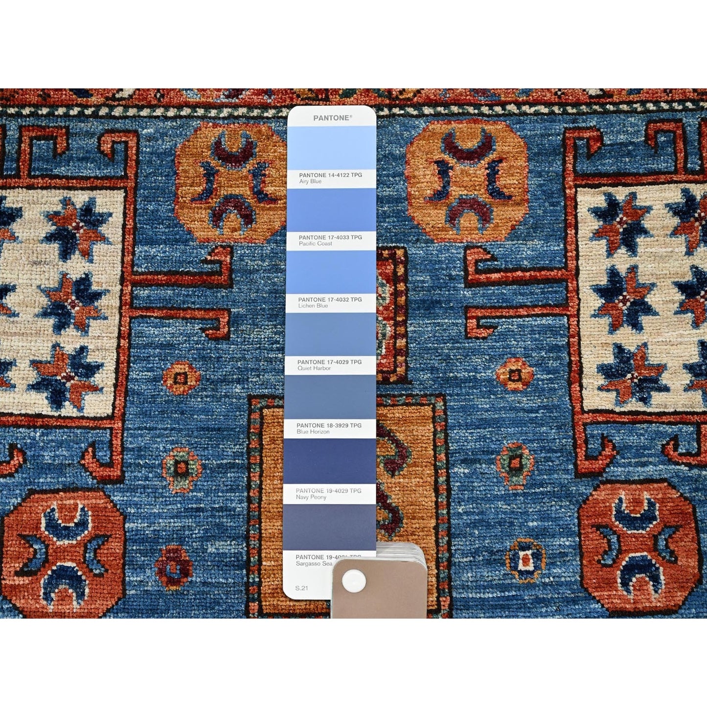 5'2"X7' Blue Antique Karachopf Kazak Design Soft Wool Hand Knotted Rug
