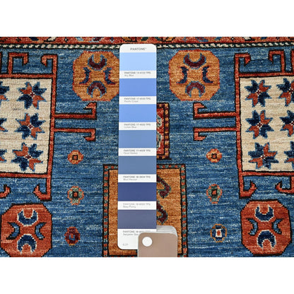 5'2"X7' Blue Antique Karachopf Kazak Design Soft Wool Hand Knotted Rug