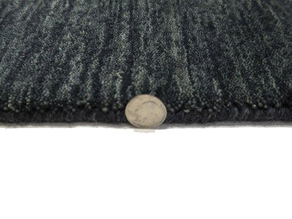 Solid Charcoal Hand-Loomed 9X12 Gabbeh Wool Rug