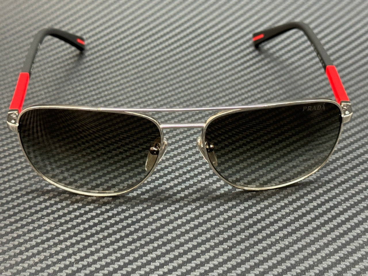PRADA LINEA ROSSA PS 54ZS 1BC02M Silver Grey Gradient Men's 60 mm Sunglasses