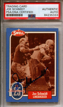 Joe Schmidt Swell Football Greats Autographed Football Card (Psa/Dna)