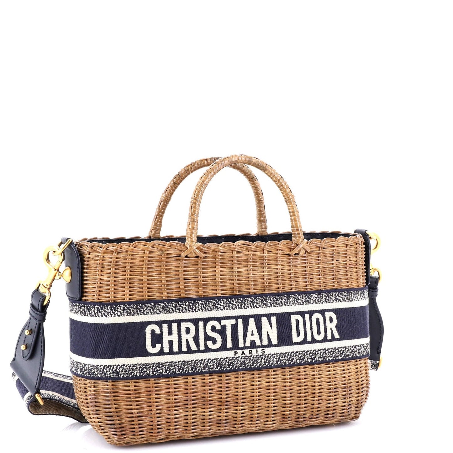 Christian Dior Basket Bag Wicker And Oblique Canvas Large