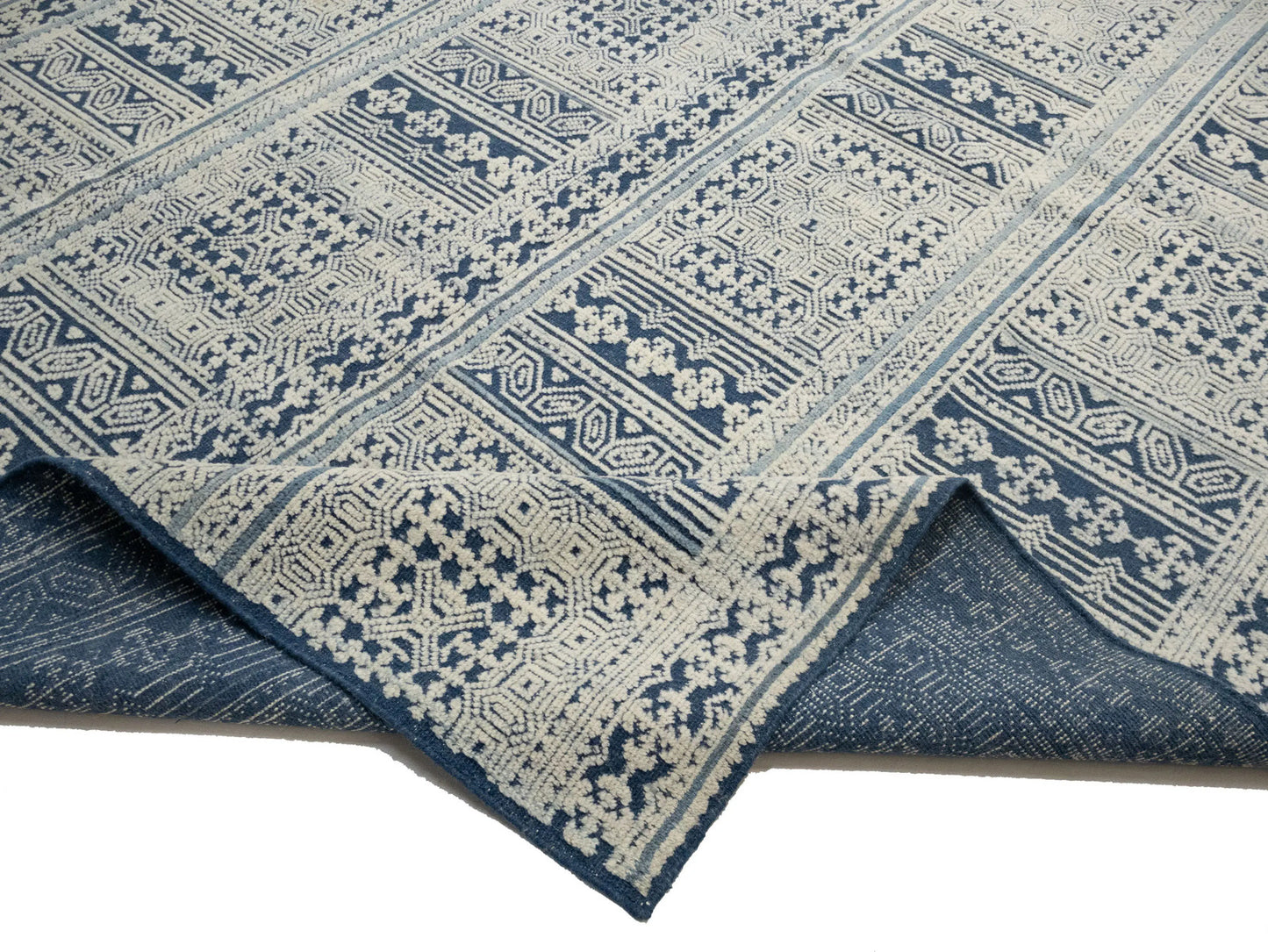 8x10 Large Modern Geometric Oriental Rug Cream High-Low Relief Design Carpet