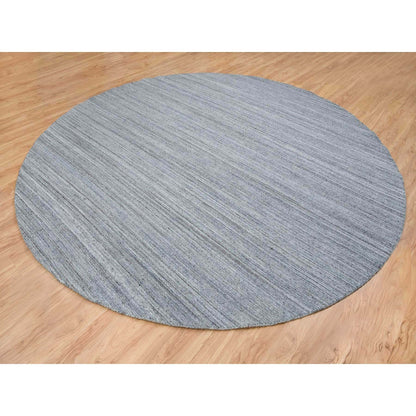11'10"X11'10" Gray Hand Loomed Modern Design Wool Round Oriental Rug
