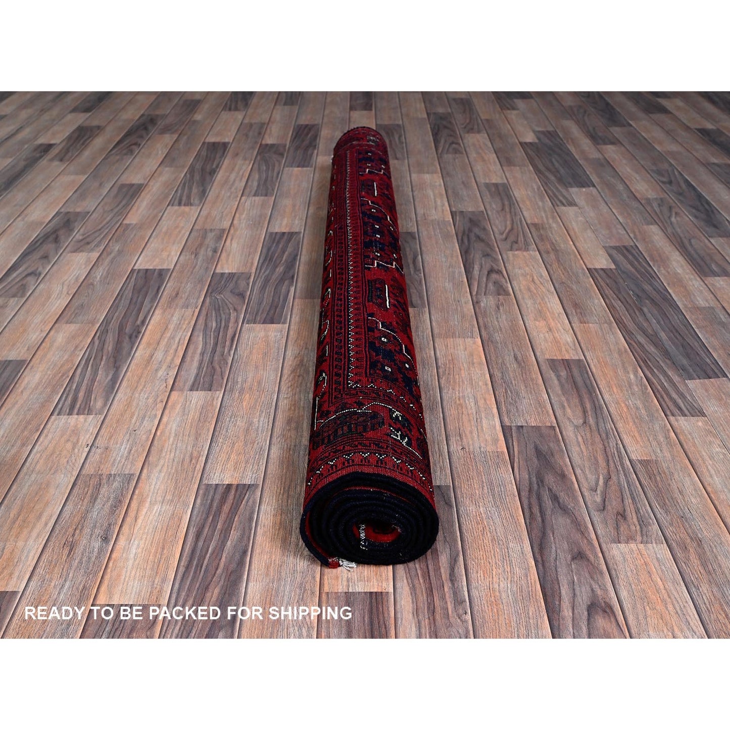 5'X7' Chili Red Hand Knotted Afghan Khamyab Geometric Design Pure Wool Rug