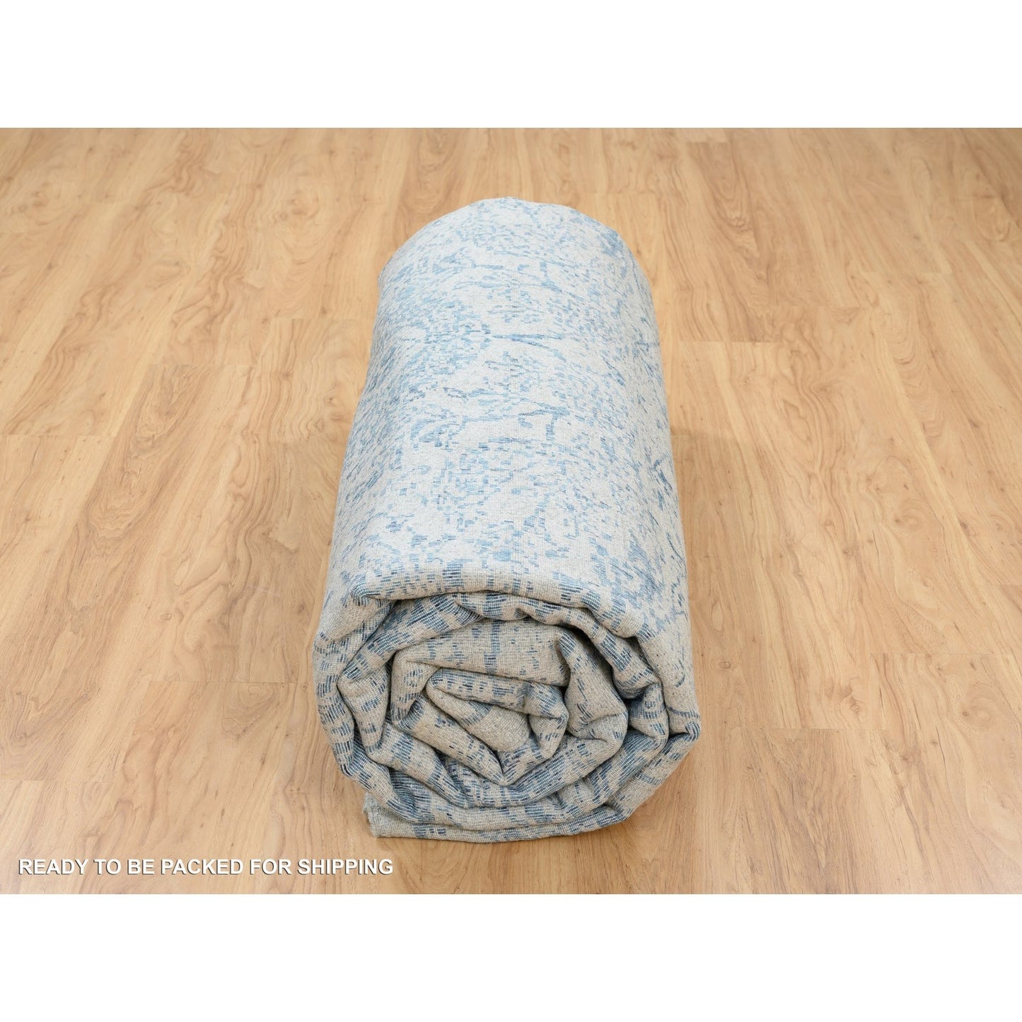 12'X12' Gray Fine Jacquard Hand Loomed Wool And Silk Square Rug