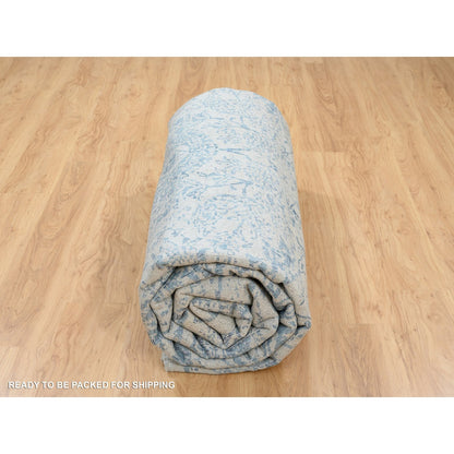 12'X12' Gray Fine Jacquard Hand Loomed Wool And Silk Square Rug