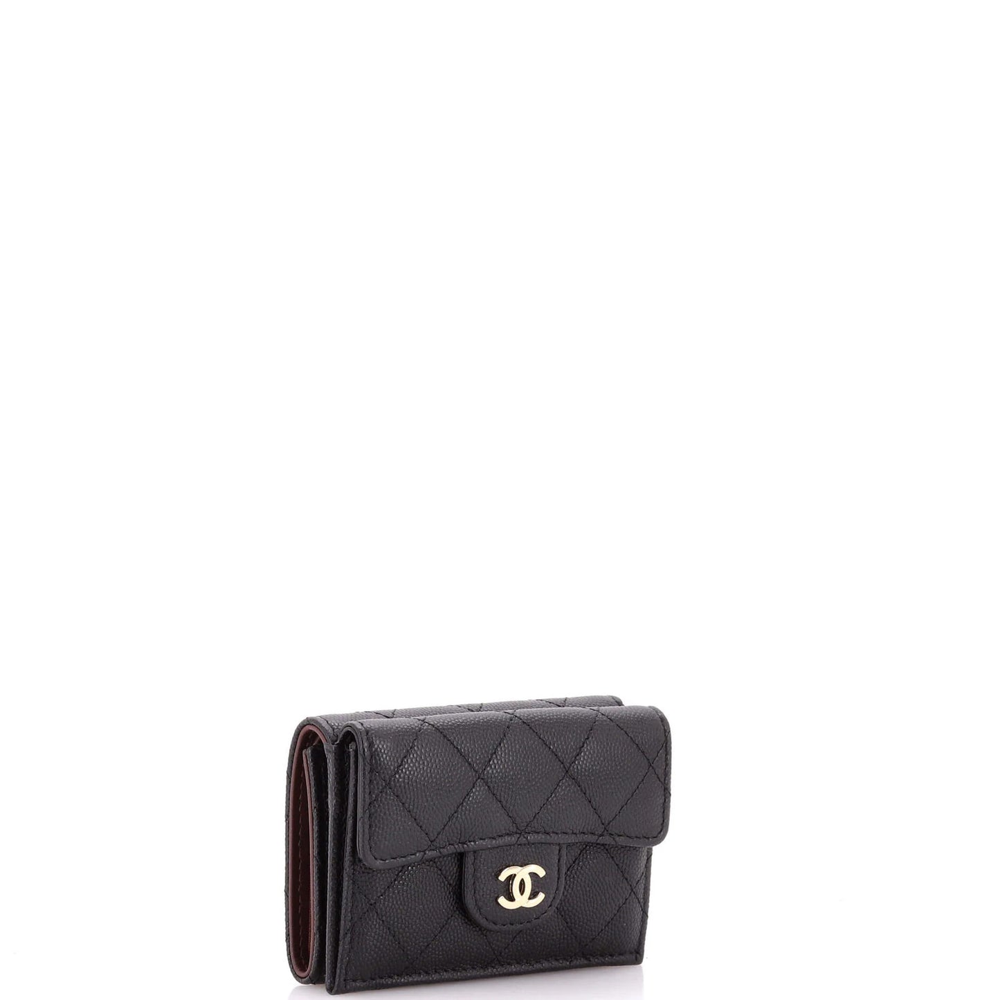 Chanel Trifold Classic Flap Wallet Quilted Caviar Small