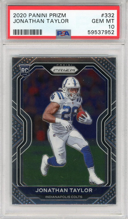 Jonathan Taylor 2020 Panini Prizm Rookie Card #332 (Psa)