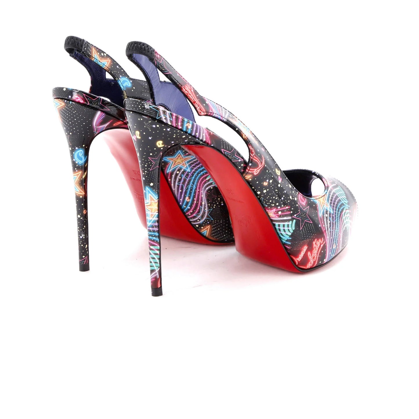 Christian Louboutin Women'S Hot Chick Sling Alta Pumps Printed Patent 120