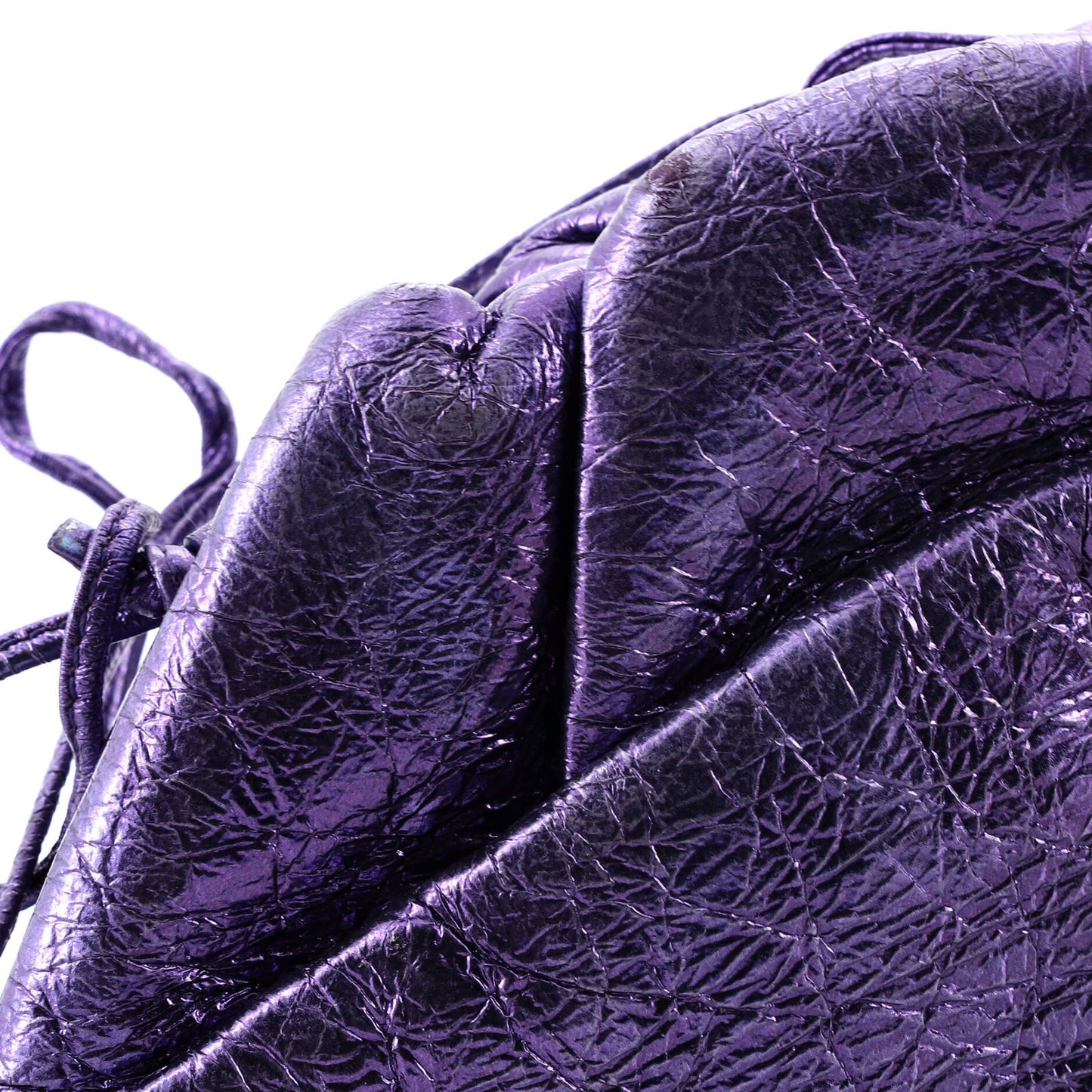 Bottega Veneta The Pouch Crinkled Metallic Leather Mini