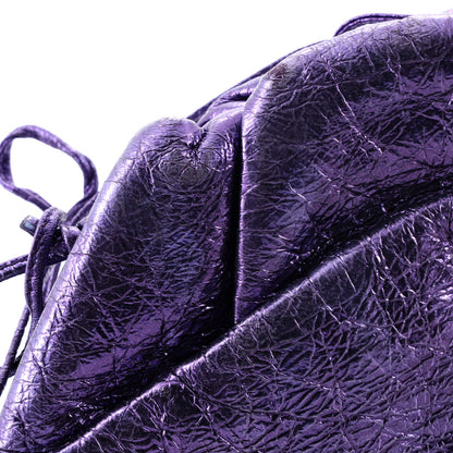 Bottega Veneta The Pouch Crinkled Metallic Leather Mini