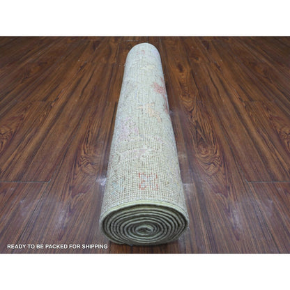 2'10"X11'8" Olive Green Afghan Angora Oushak Runner Oriental Rug