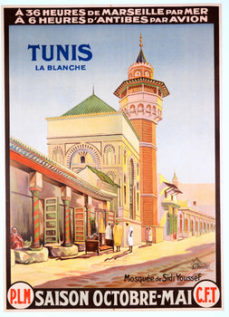 Travel Tunis La Blanche Plm Poster 1920 French Railways Poster North Africa