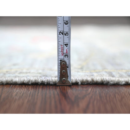 2'7"X11'8" Gray Afghan Peshawar Birds Design Wool Hand Knotted Runner Rug