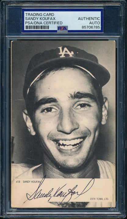 Sandy Koufax HOF Signed/Autographed 3.5x5.5 1974 TCMA Postcard PSA/DNA 203477