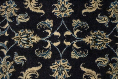 Vintage Oriental Runner Rug Allover Floral Navy