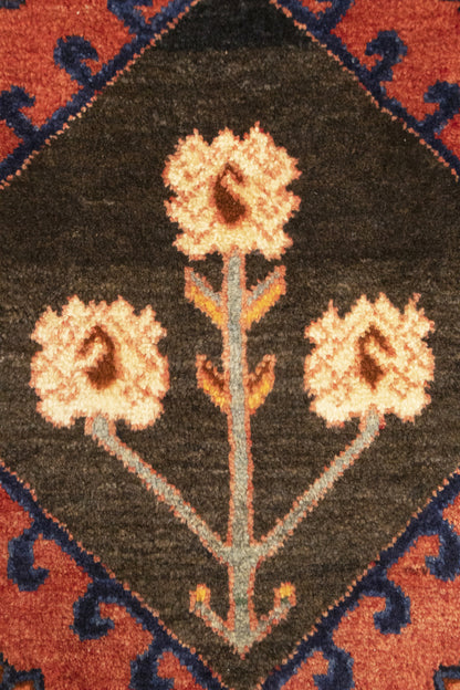 Handmade Vintage Rusty Red Oriental Runner Rug
