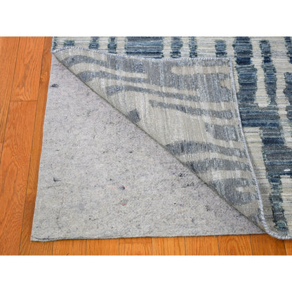 10'X10' Pure Silk And Textured Wool Square Zigzag With Graph Design Rug