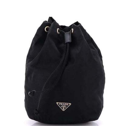 Prada Drawstring Wristlet Bucket Bag Tessuto Small