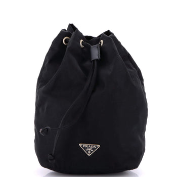Prada Drawstring Wristlet Bucket Bag Tessuto Small