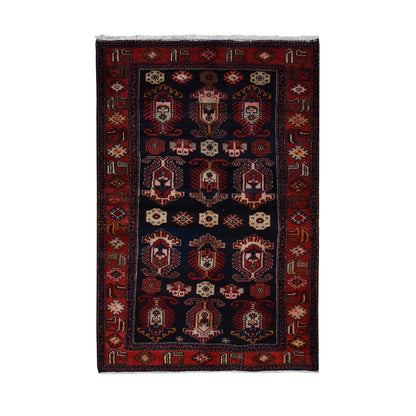 4'8"X7' Barn Red Zoroastrian Meleyir Hand Knotted Pure Wool Rug
