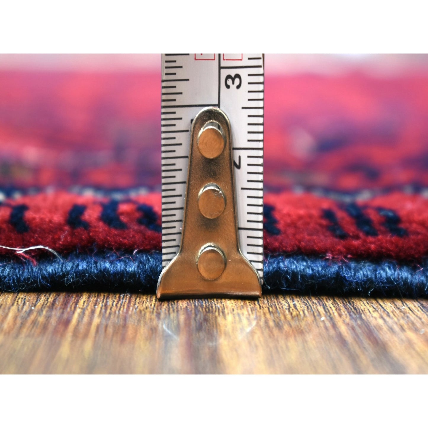 3'4"X4'10" Deep Red Shiny Wool Hand Knotted Afghan Khamyab Rug