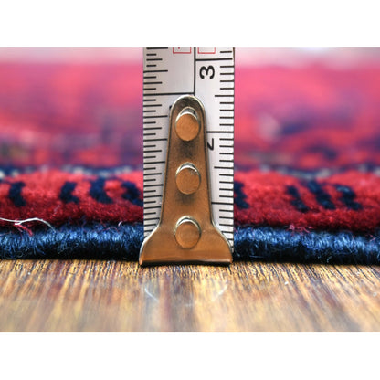 3'4"X4'10" Deep Red Shiny Wool Hand Knotted Afghan Khamyab Rug