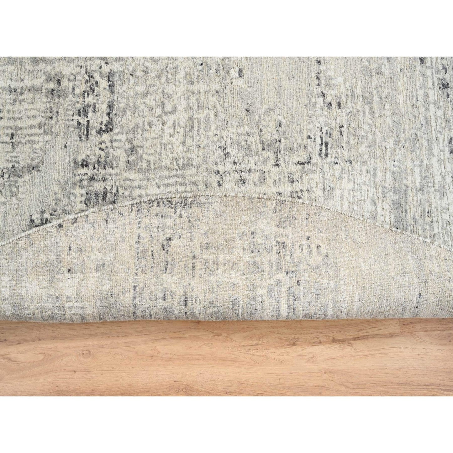 7'10"X7'10" Light Gray Wool Hand Knotted Modern Design Round Rug