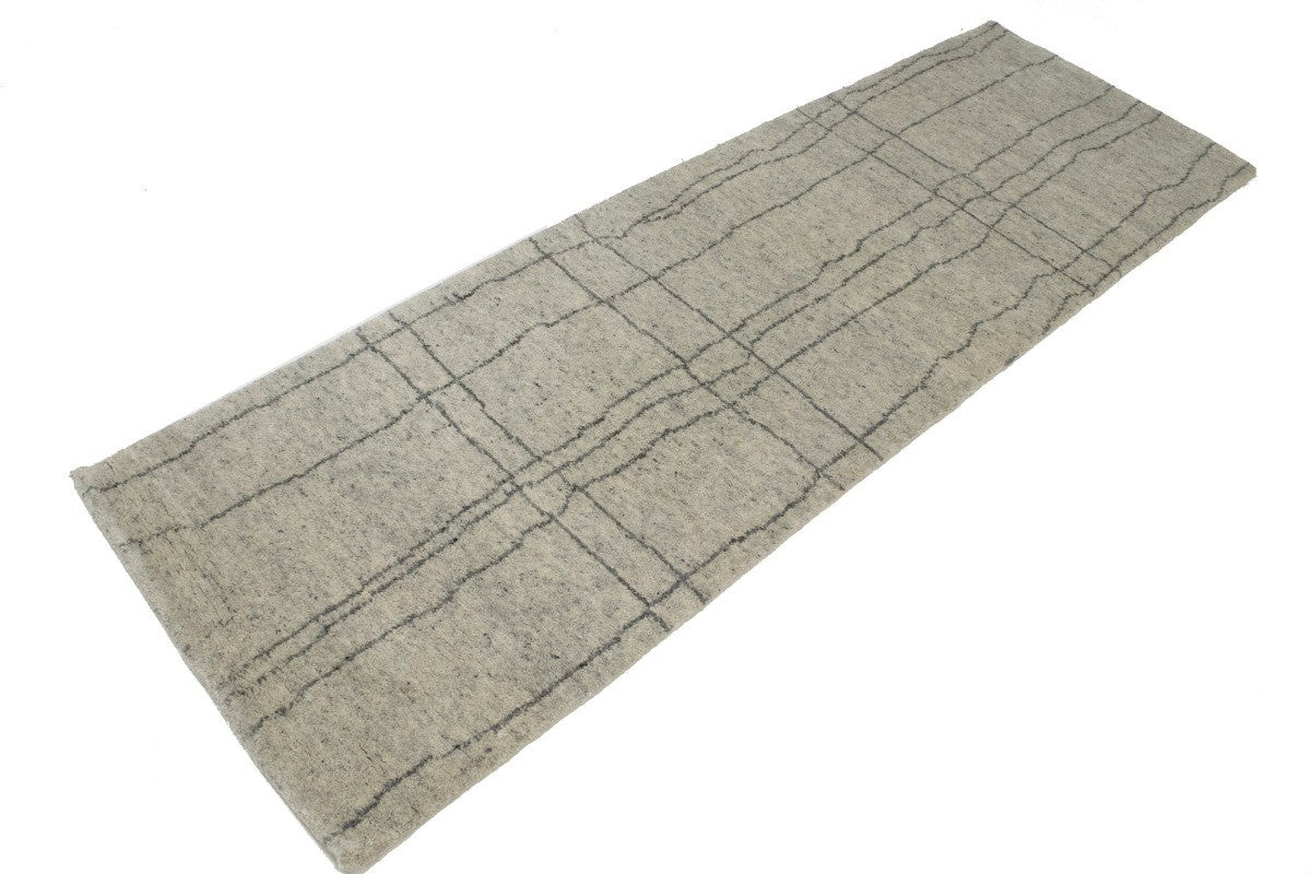 Handmade Moroccan Wool Runner Rug 3X8 ft Tribal Contemporary Oriental Carpet