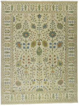 Hand-Knotted Silver & Ivory Osh Chobi Rug Living