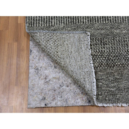 3'X5' Graphite Gray Grass Design Pure Undyed Wool Hand Knotted Rug