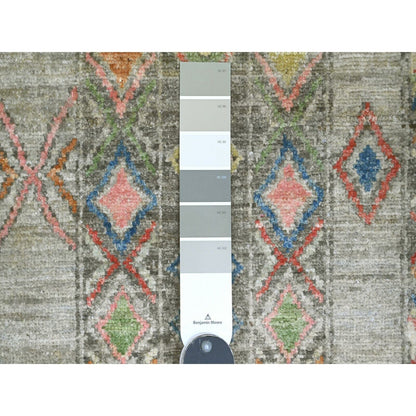 9'X11'8" Gray Moroccan Berber Influence Pattern All Wool Hand Knotted Rug