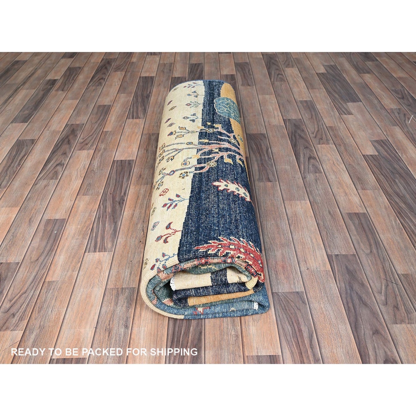 8'X9'7" Legion Blue Scenery Gabbeh Hand Knotted 100% Wool Oriental Rug