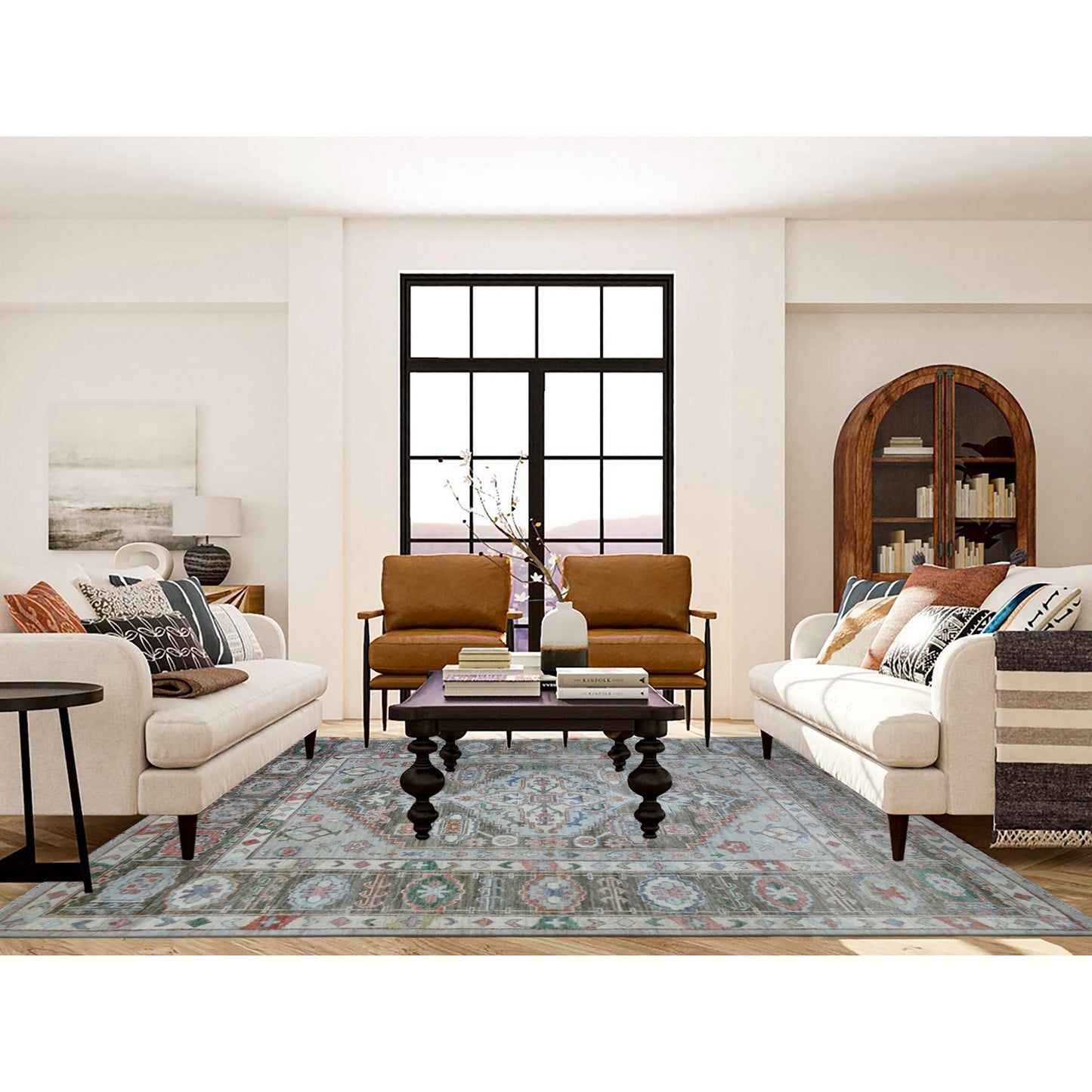 8'2"X10'3" Gray Soft Wool Hand Knotted Anatolian Village Inspired Rug