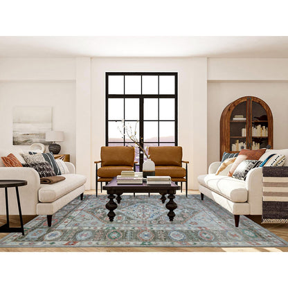 8'2"X10'3" Gray Soft Wool Hand Knotted Anatolian Village Inspired Rug